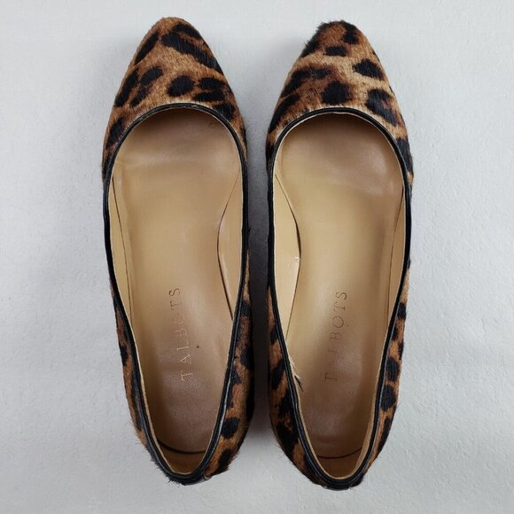 Talbots Leopard Print Laney Wedge Womens 7 Brown Calf Hair Low Closed Toe Heel - Picture 5 of 10